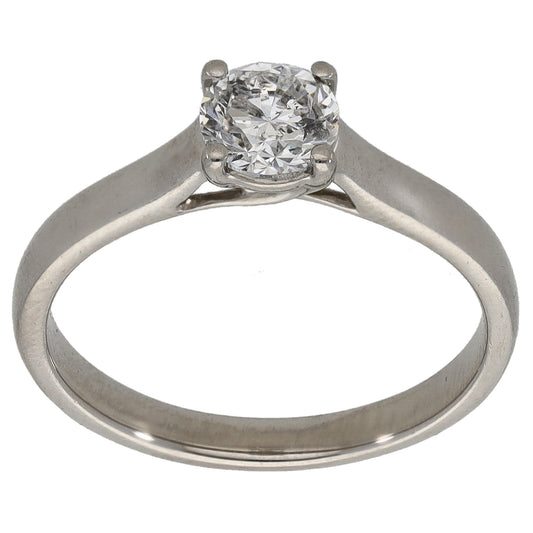 Platinum 0.63ct Diamond Solitaire Ring Size O