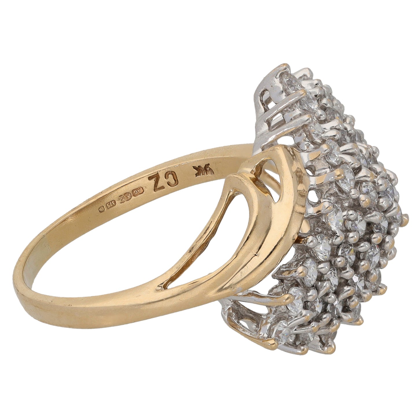 9ct Gold Cubic Zirconia Dress/Cocktail Ring Size R