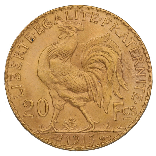 22ct Gold French 20 Francs Coin 1913