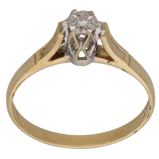 9ct Gold 0.01ct Diamond Solitaire Ring Size O