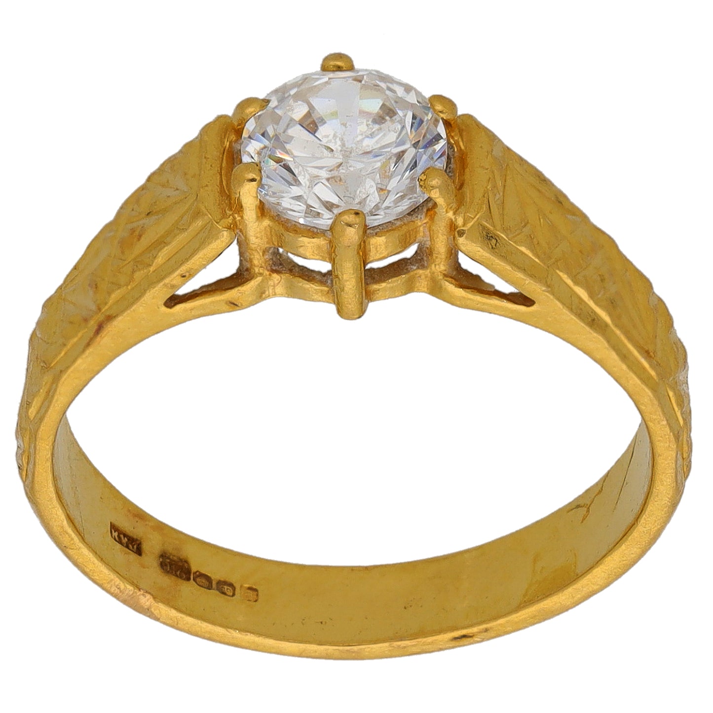 22ct Gold Cubic Zirconia Single Stone Ring Size L