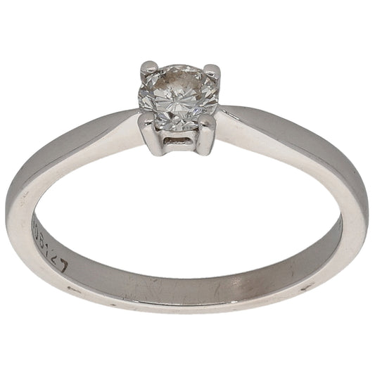 18ct White Gold 0.25ct Diamond Solitaire Ring Size L