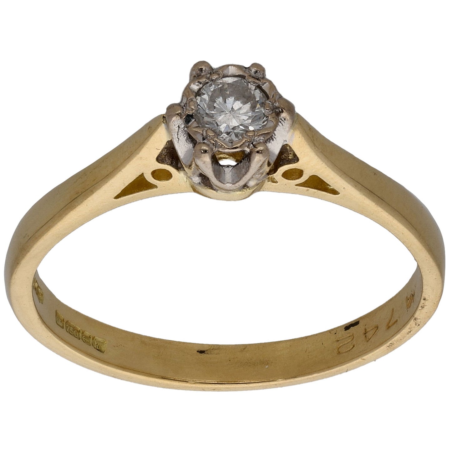 18ct Gold 0.15ct Diamond Solitaire Ring Size O