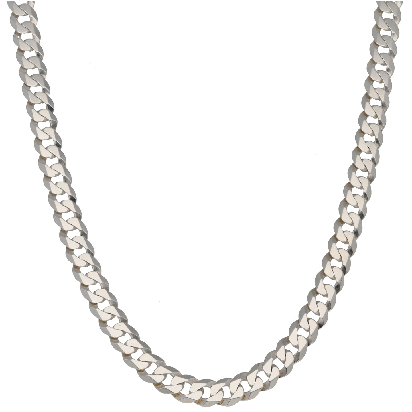 Sterling silver curb chain necklace with flat link design