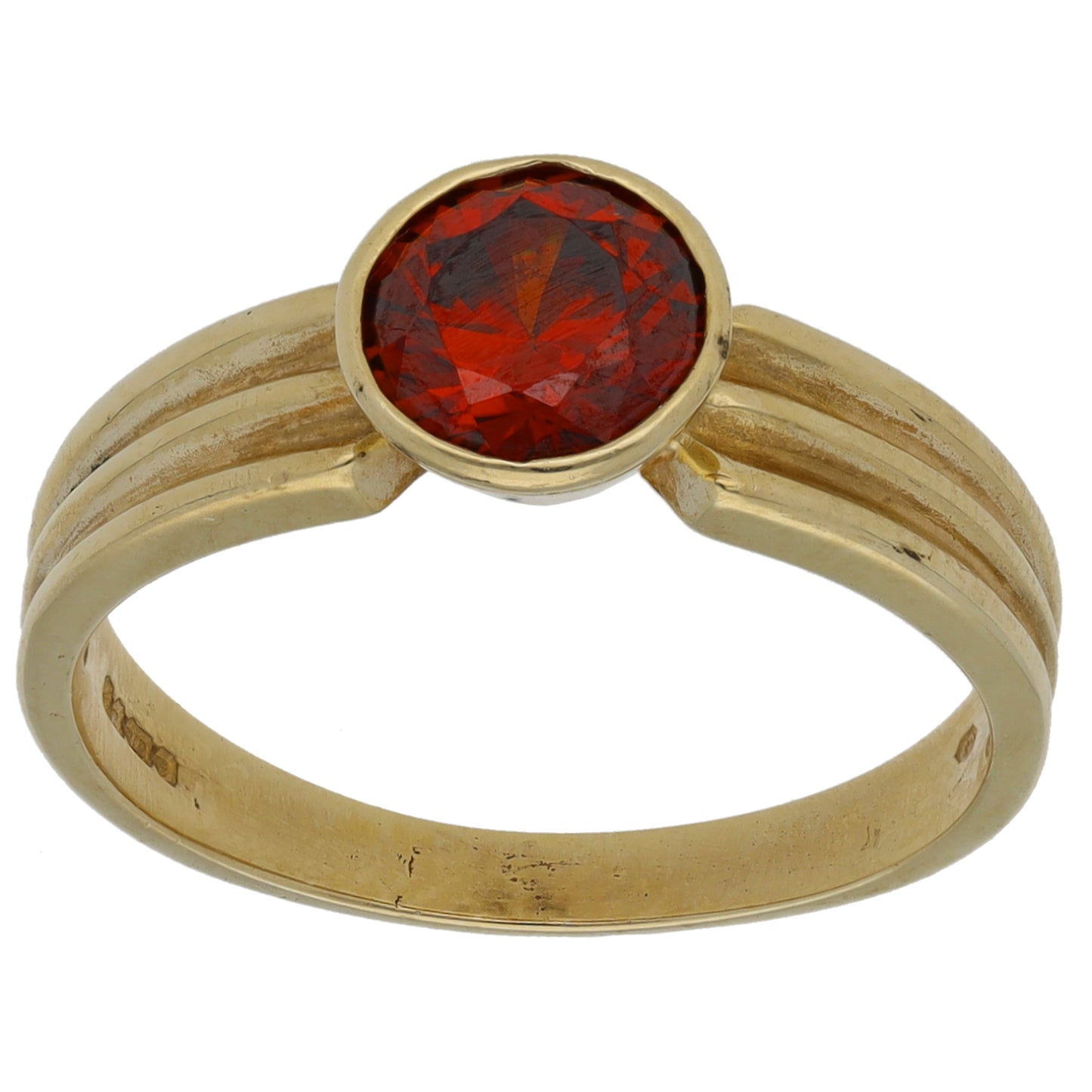 9ct Gold Imitation Single Stone Ring Size Q