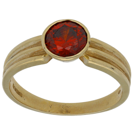 9ct Gold Imitation Single Stone Ring Size Q