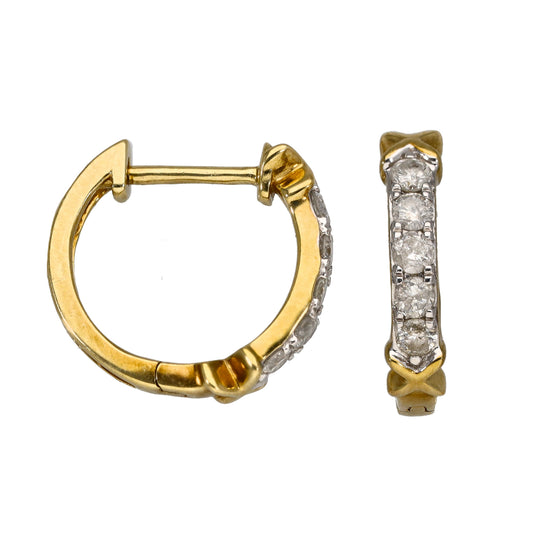9ct Gold 0.30ct Diamond Hoop Earrings