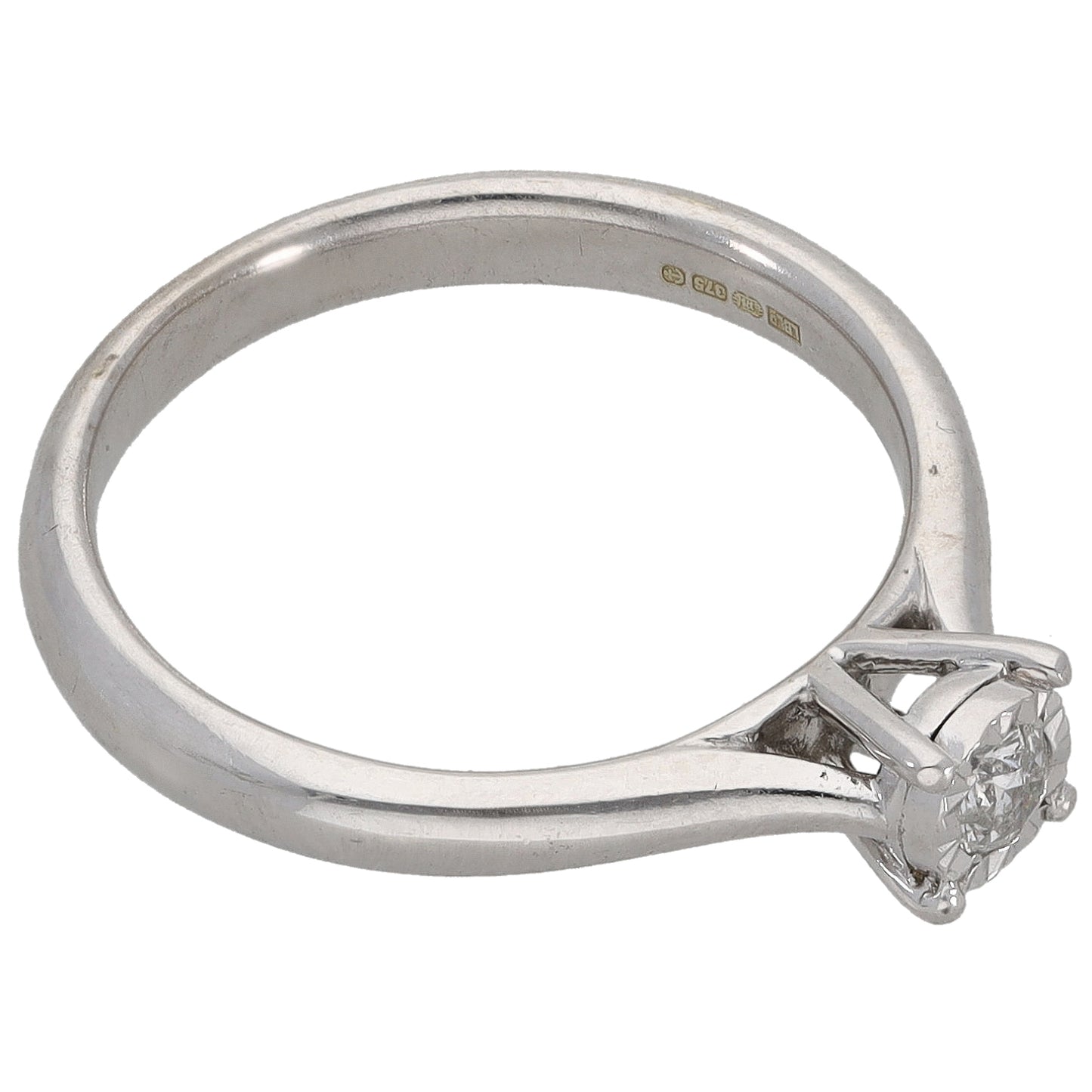 9ct White Gold 0.10ct Diamond Solitaire Ring Size L