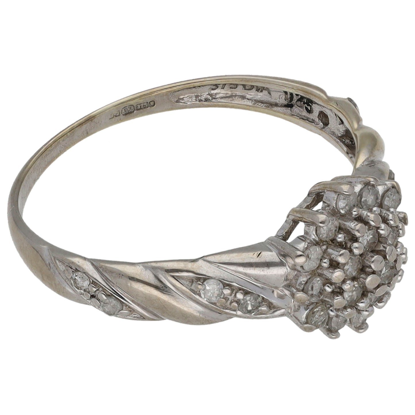 9ct White Gold 0.25ct Diamond Cluster Ring Size N