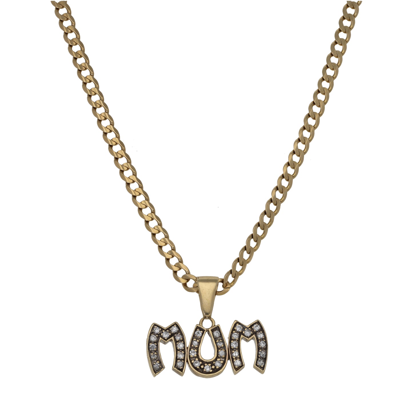 9ct Gold Cubic Zirconia Mum Pendant With Chain