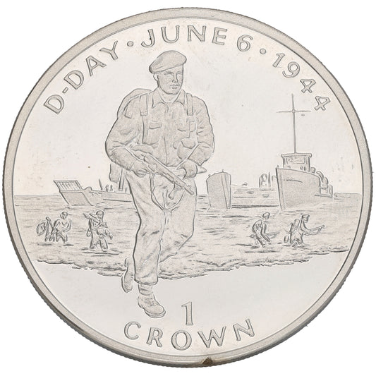Sterling Silver D Day 50th Anniversary 1 Crown Coin 1994