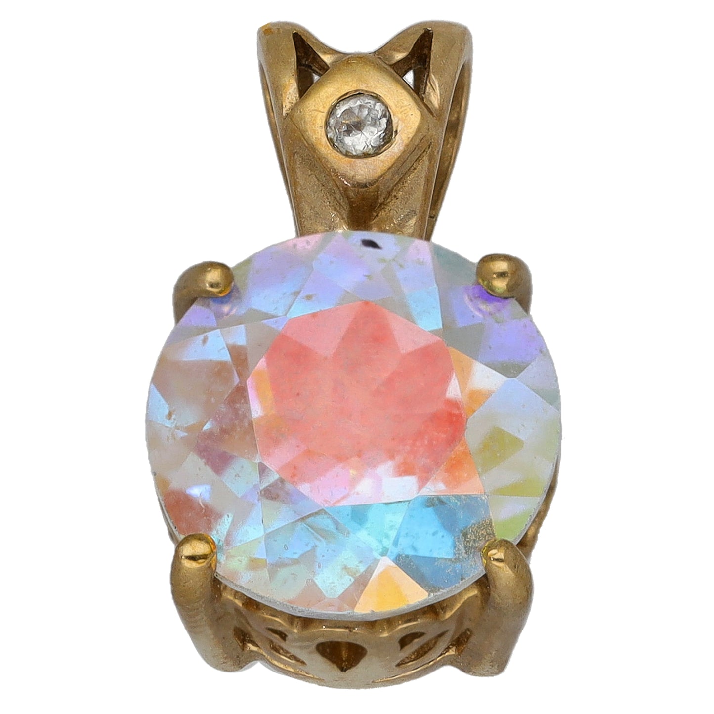 9ct Gold Coated Topaz & Imitation Dress/Cocktail Pendant