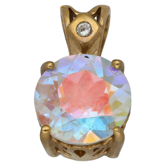 9ct Gold Coated Topaz & Imitation Dress/Cocktail Pendant