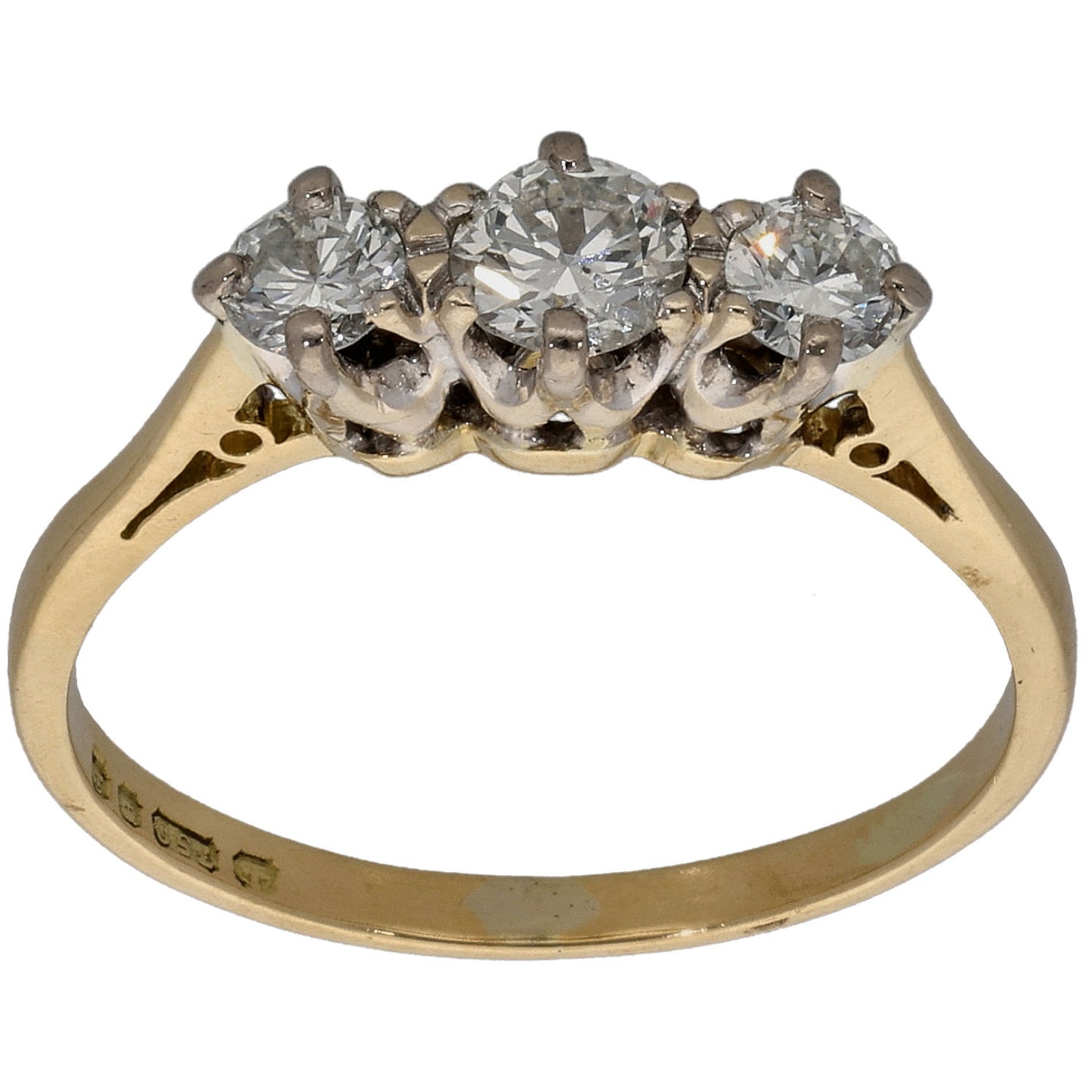 18ct Gold 0.55ct Diamond Trilogy Ring Size N