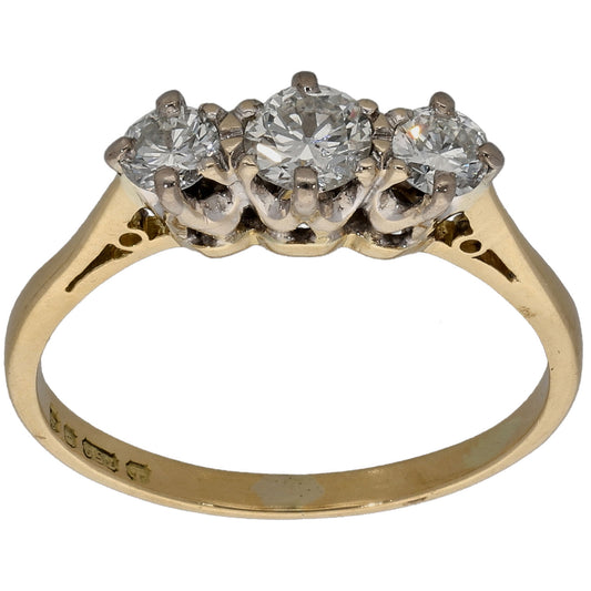 18ct Gold 0.55ct Diamond Trilogy Ring Size N