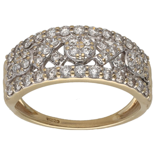9ct Gold 1.25ct Diamond Dress/Cocktail Ring Size M