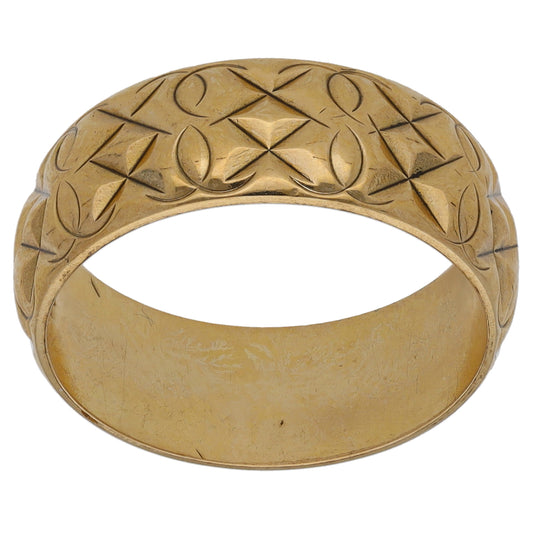 9ct Gold Patterned Wedding Ring Size L