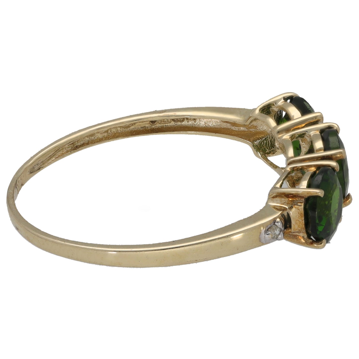9ct Gold Diopside & 0.01ct Diamond Dress/Cocktail Ring Size P