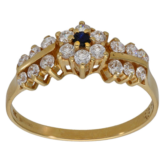 14ct Gold Sapphire & Cubic Zirconia Dress/Cocktail Ring Size O