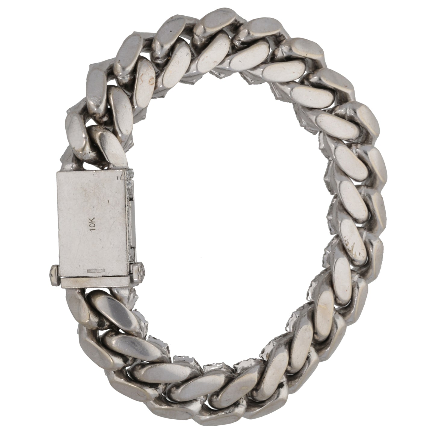 9ct White Gold & 11.51ct Diamond Stone Set Curb Bracelet