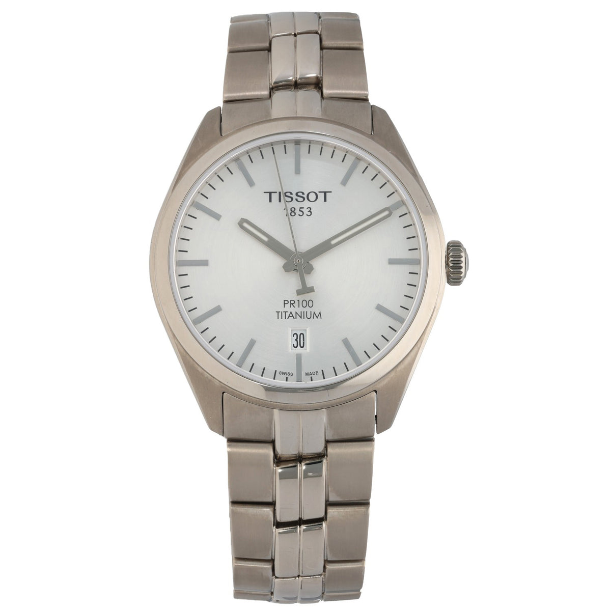 Tissot PR100 T101410A, silver dial inside tianium casing and bracelet