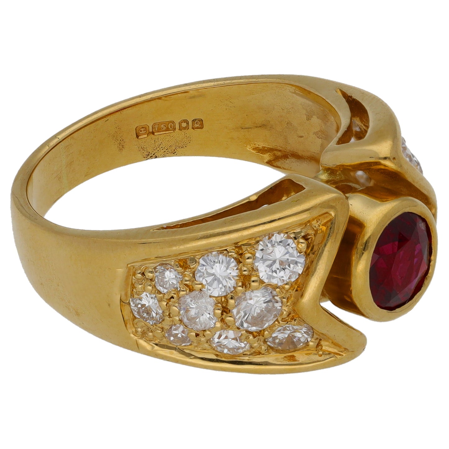 18ct Gold 0.92ct Diamond & Ruby Dress/Cocktail Ring Size M