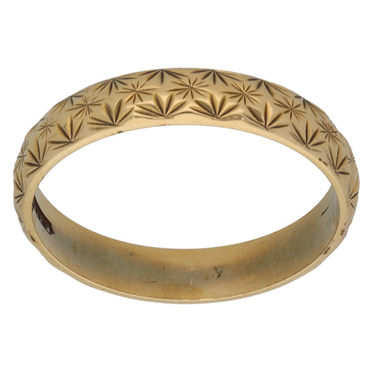 18ct Gold Patterned Wedding Ring Size O