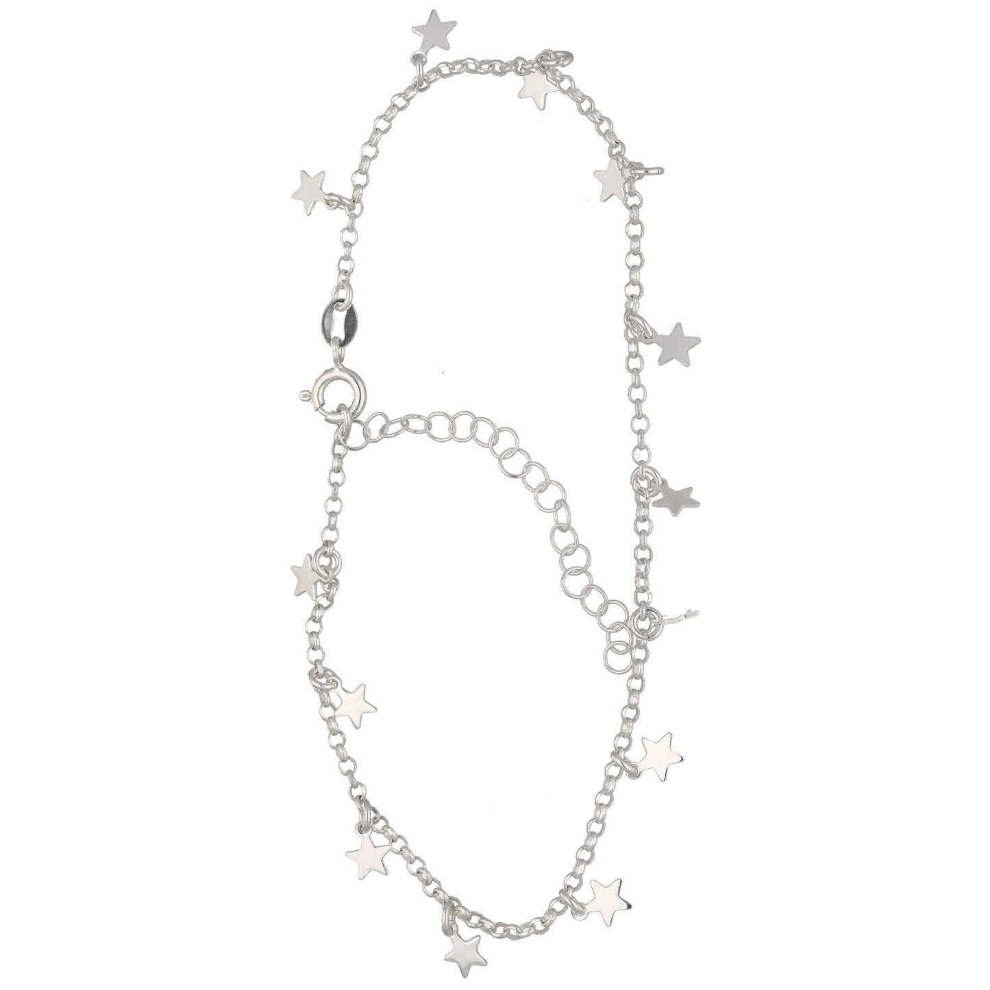 New Sterling Silver Multi Star Anklet
