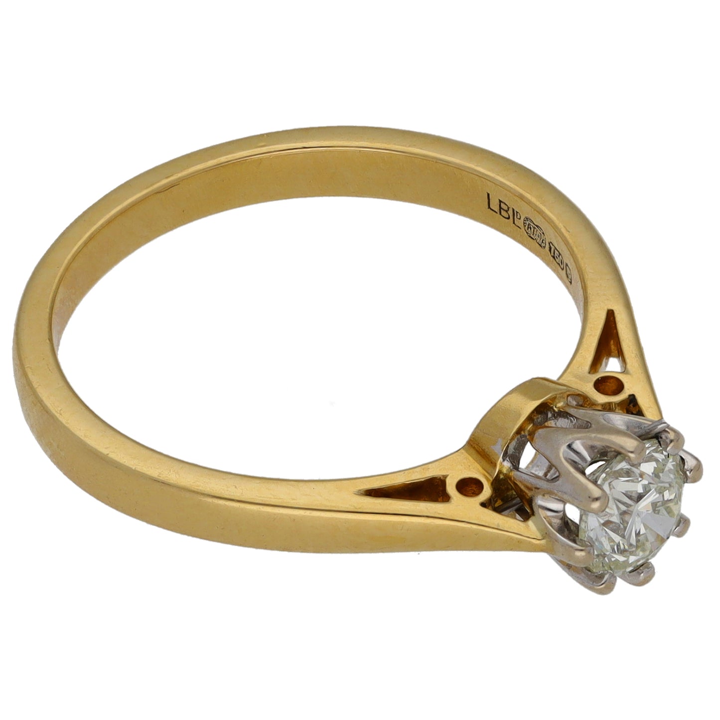 18ct Gold 0.50ct Diamond Solitaire Ring Size O