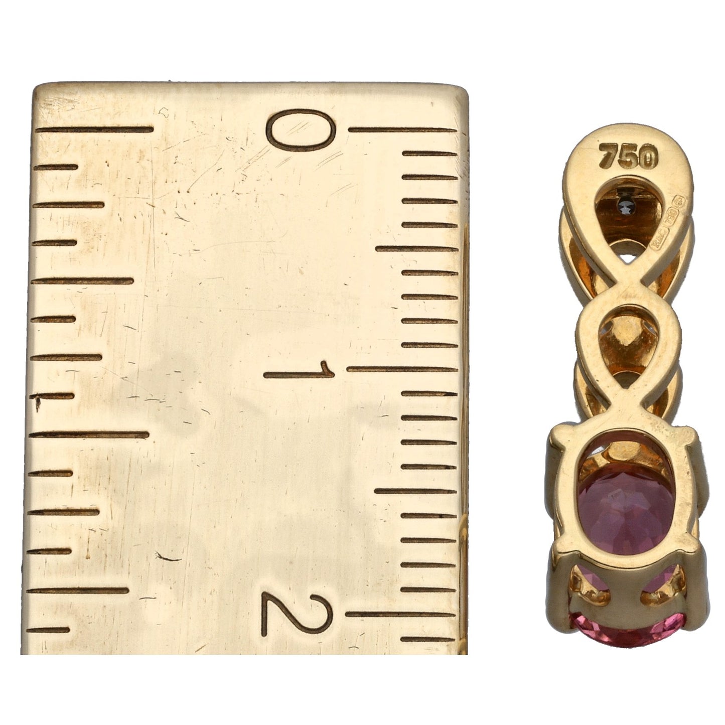 18ct Gold Tourmaline & 0.04ct Diamond Dress/Cocktail Pendant