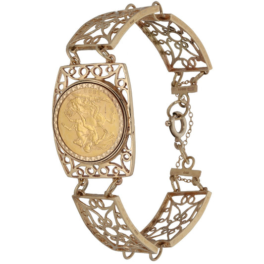 9ct Gold Full Sovereign Single Coin Bracelet