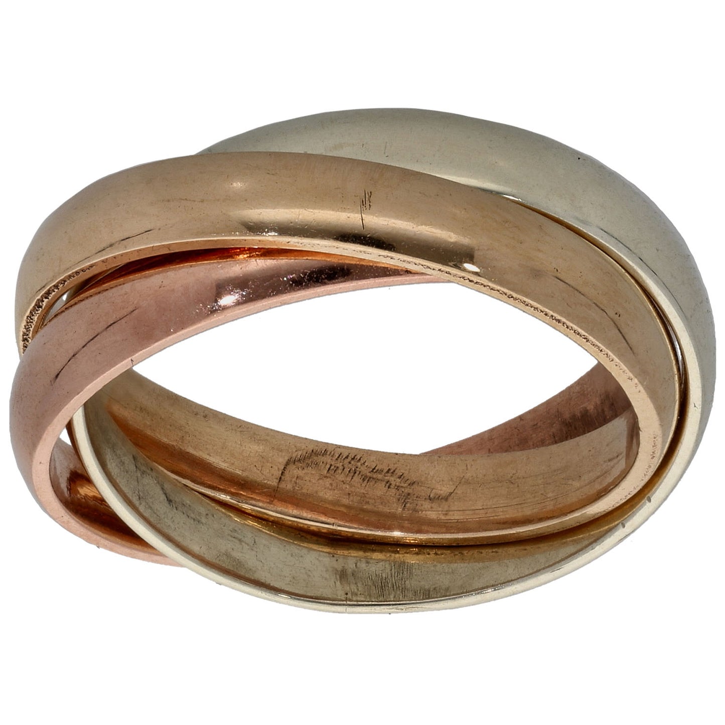 9ct Tri-Colour Gold Russian Wedding Ring Size L