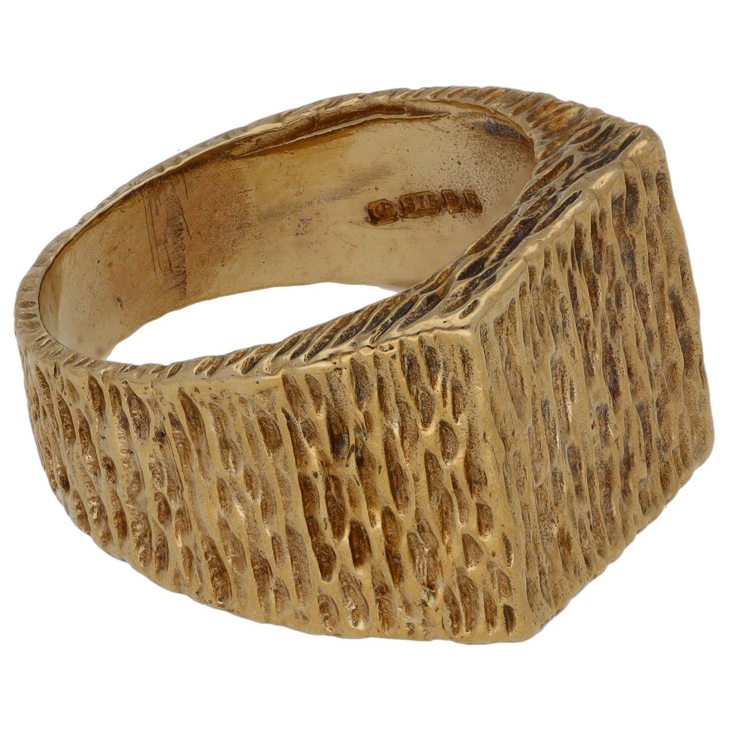 9ct Gold Patterned Signet Ring Size P