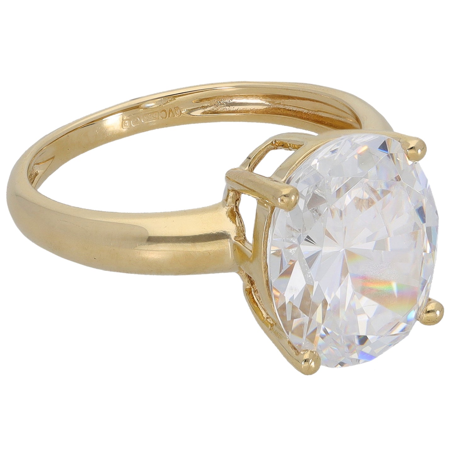 14ct Gold Cubic Zirconia Single Stone Ring Size M