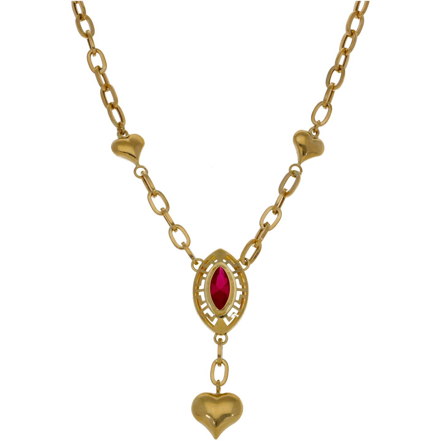 New 14ct Gold Imitation Red Stone Fancy Chain 18"