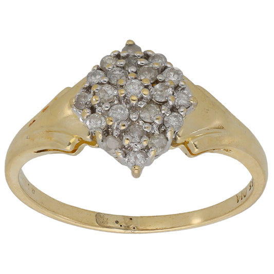 9ct Gold 0.33ct Diamond Cluster Ring Size R