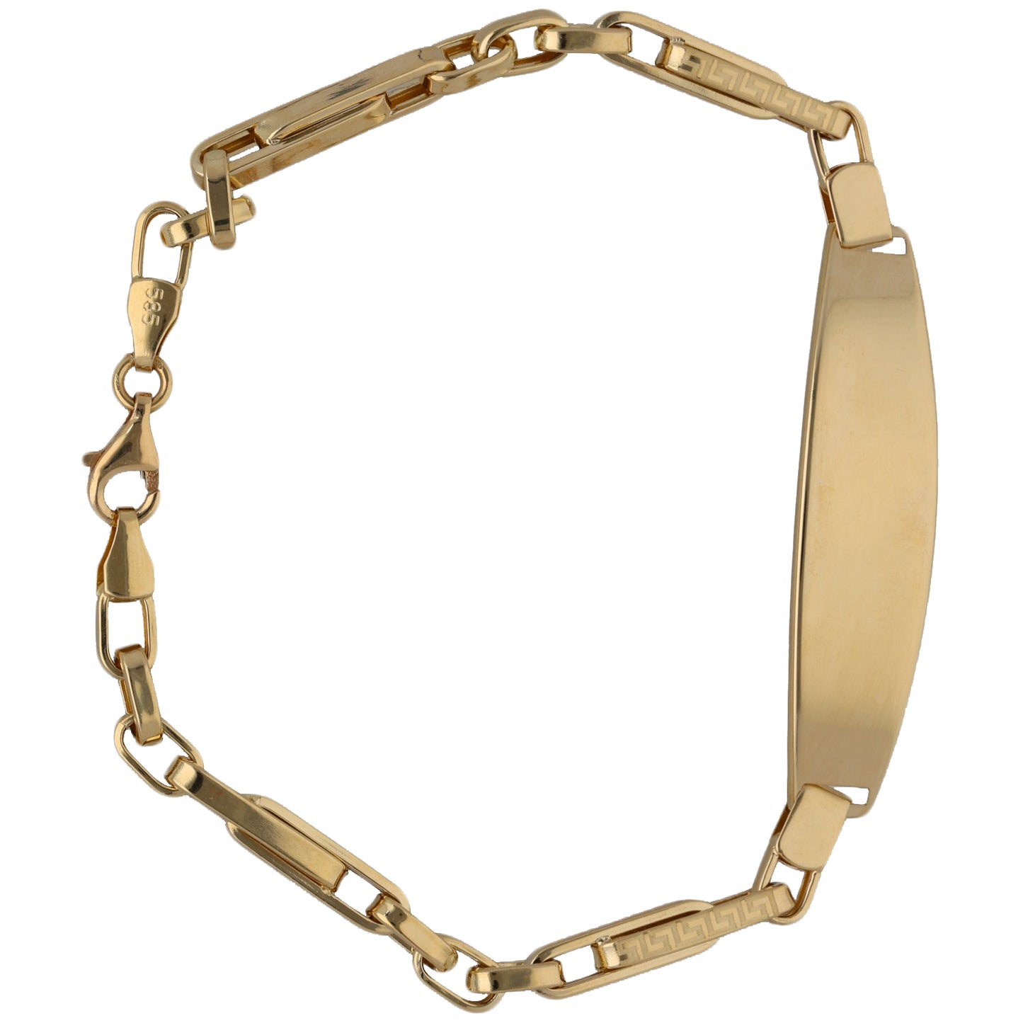 New 14ct Gold Fancy Greek Key ID Bracelet