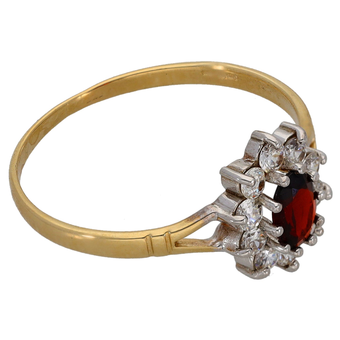 9ct Gold Garnet & Cubic Zirconia Cluster Ring Size T