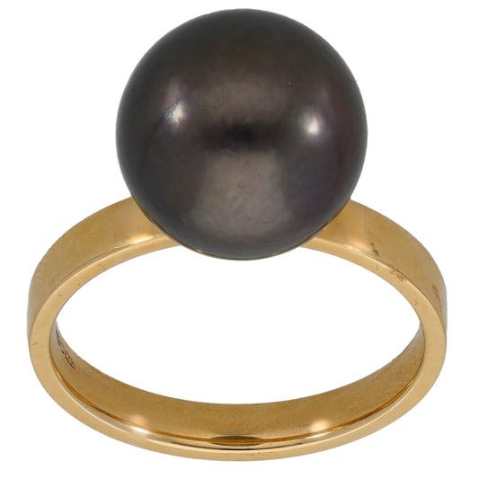 9ct Gold Cultured Pearl Single Stone Ring Size P