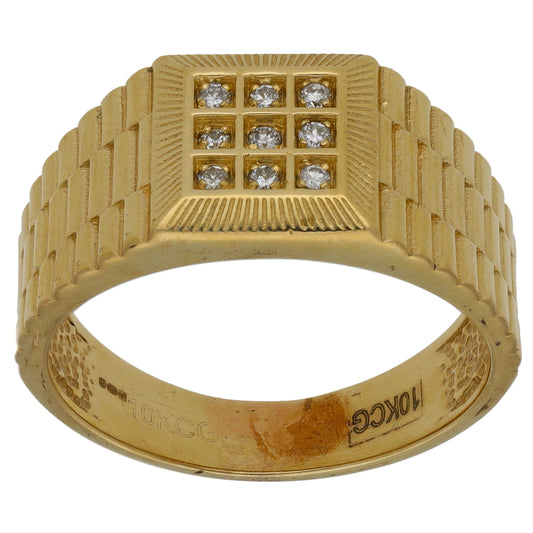 9ct Gold Cubic Zirconia Crest/Emblem Signet Ring Size Z