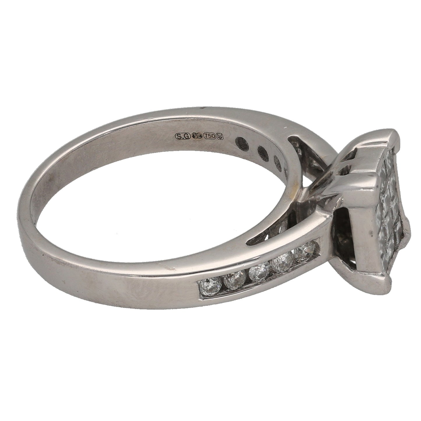 18ct White Gold 0.80ct Diamond Dress/Cocktail Ring Size N