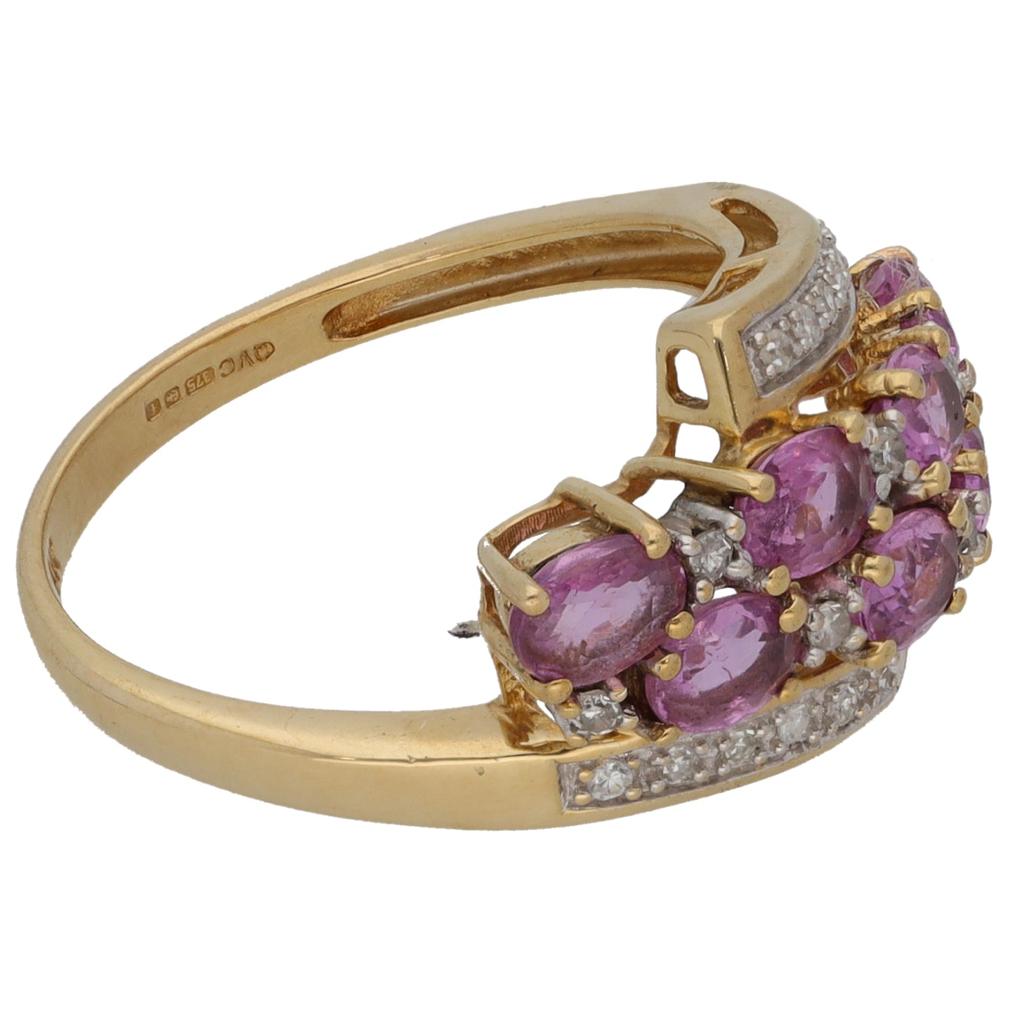 9ct Gold Sapphire & 0.13ct Diamond Dress/Cocktail Ring Size L