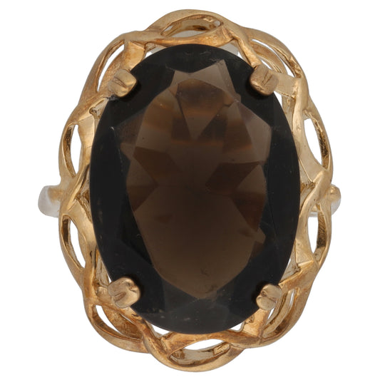 9ct Gold Smoky Quartz Single Stone Ring Size K