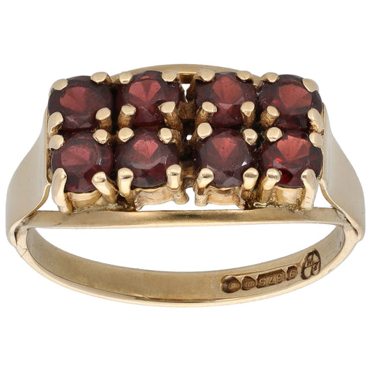 9ct Gold Garnet Dress/Cocktail Ring Size P