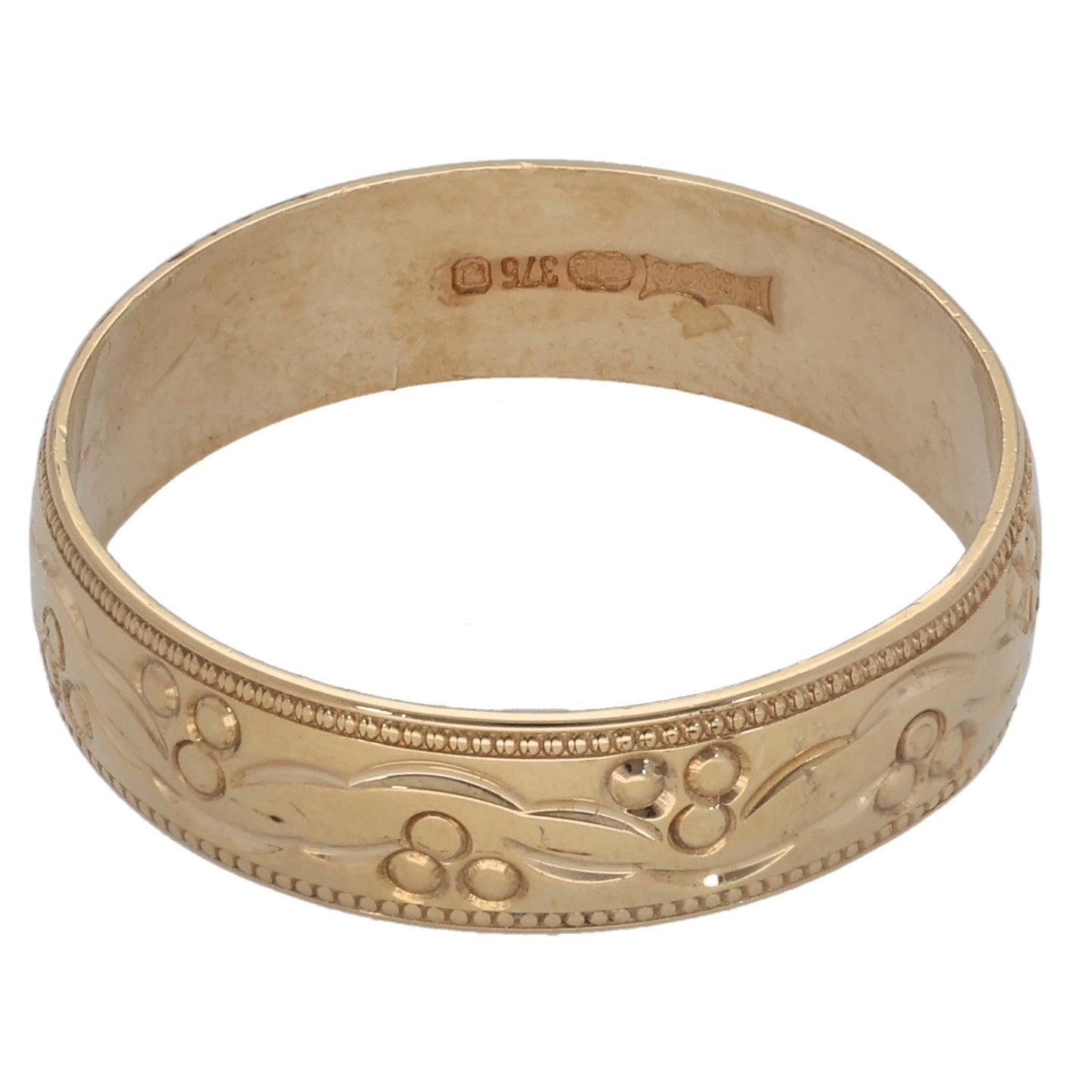 9ct Gold Patterned Wedding Ring Size O