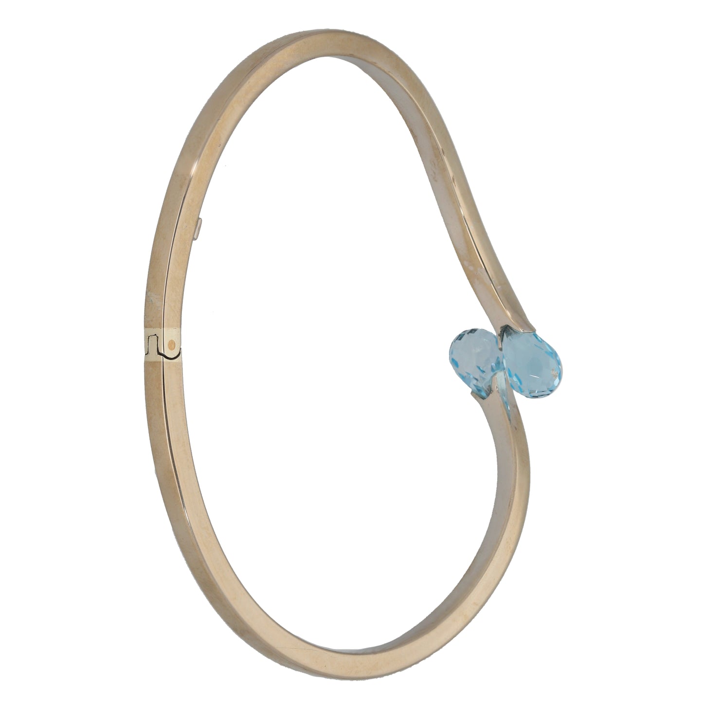 9ct White Gold Topaz Hinged/Clasp Bangle