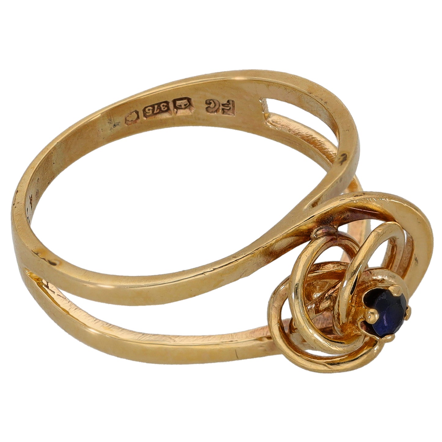 9ct Gold Sapphire Single Stone Ring Size P