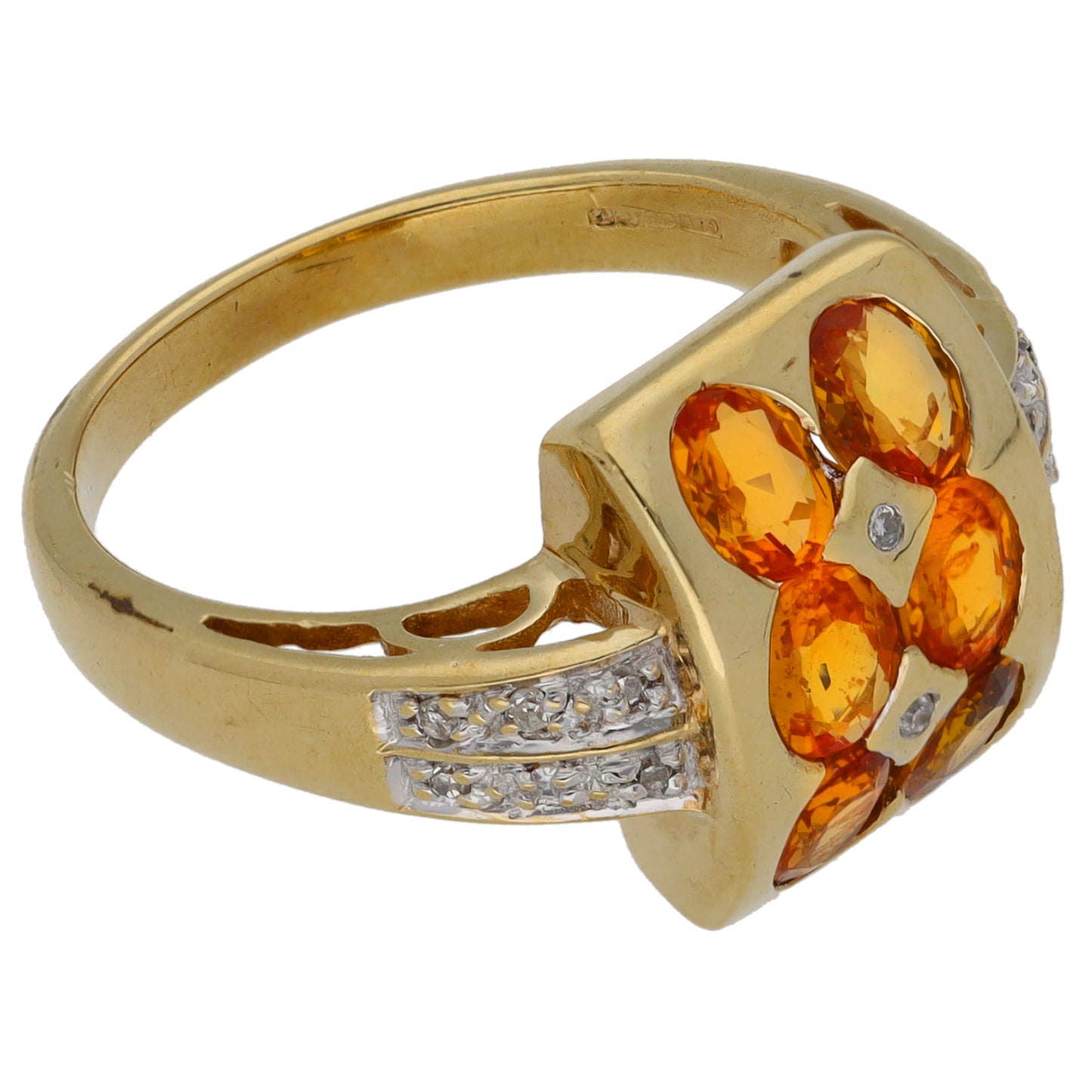 9ct Gold Sapphire & 0.11ct Diamond Dress/Cocktail Ring Size N