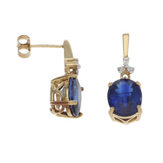 9ct Gold Kyanite & Imitation Gems Drop Earrings