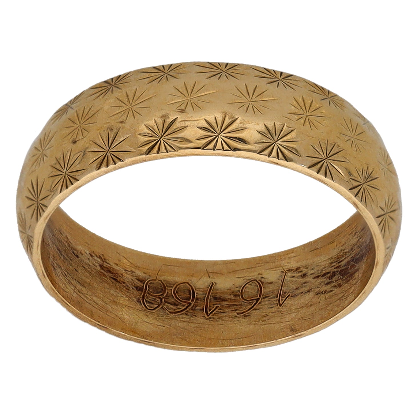 9ct Gold Patterned Wedding Ring Size L